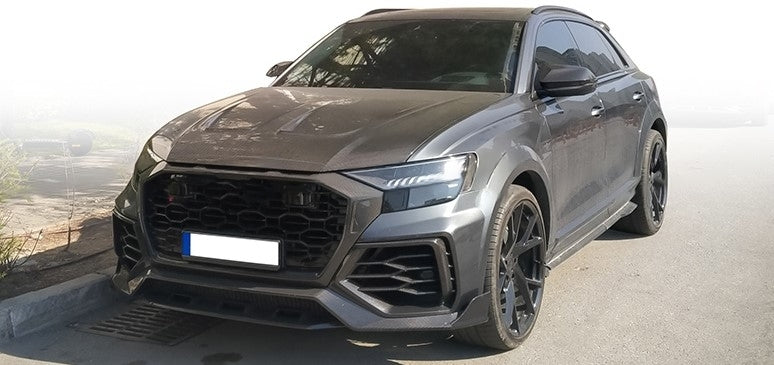 DRY CARBON HOOD for AUDI Q8 4M 2019 - 2023  Set includes:  Hood