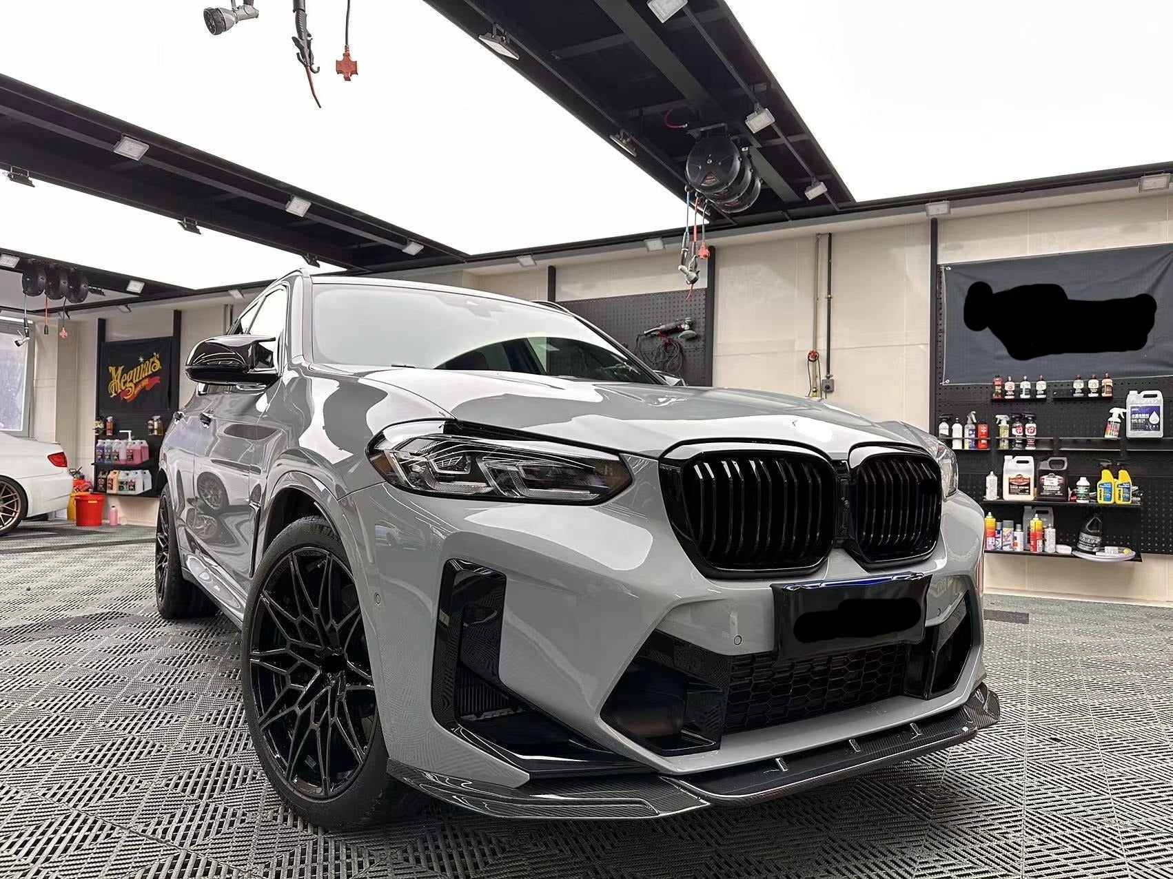 Front Bumper Lip Spoiler 3-Piece Set For BMW X3 G01 / X4 G02 LCI M-Sport 2022-2024 (Carbon Fiber Print)