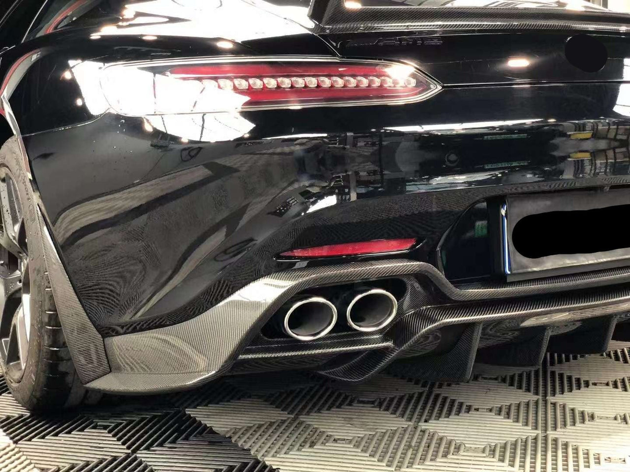 Carbon Rear Diffuser For Mercedes Benz AMG GT C190 2017+  Set include:   Rear Diffuser Material: Carbon  NOTE: Professional installation is required
