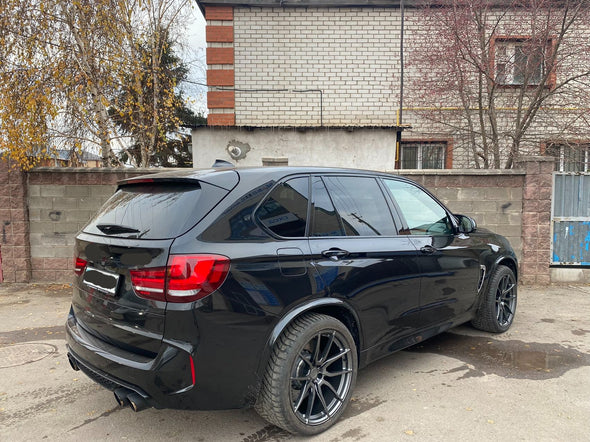 We produced premium quality forged wheels rims for  BMW X5M F85  Our wheels sizes:  Front 21 x 10.5 ET 21  Rear 22 x 11.5 ET 28  Finishing:   Forged wheels can be produced in any wheel specs by your inquiries and we can provide our specs