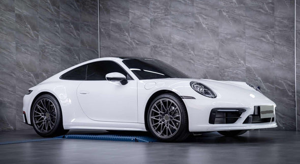 We produced premium quality forged wheels rims for  PORSCHE 911 991.2  Our wheels sizes:   Front 20 x 9 ET 41  Rear 21 x 11.5 ET 67  Finishing: Gunmetal  Forged wheels can be produced in any wheel specs by your inquiries and we can provide our specs