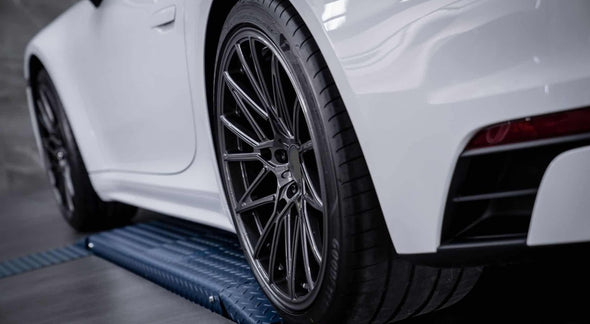 We produced premium quality forged wheels rims for  PORSCHE 911 991.2  Our wheels sizes:   Front 20 x 9 ET 41  Rear 21 x 11.5 ET 67  Finishing: Gunmetal  Forged wheels can be produced in any wheel specs by your inquiries and we can provide our specs