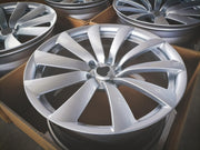 We produced premium quality forged wheels rims for  TESLA MODEL 3  Our wheels sizes:   Front 20 x 9 ET 34  Rear 20 x 9 ET 34  Finishing: Silver  Forged wheels can be produced in any wheel specs by your inquiries and we can provide our specs