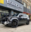 We produced premium quality forged wheels rims for  LAND ROVER DEFENDER L663  Our wheels sizes:   Front 22 x 9 ET 44.5  Rear 22 x 9 ET 44.5  Finishing: Glossy Black  Forged wheels can be produced in any wheel specs by your inquiries and we can provide our specs