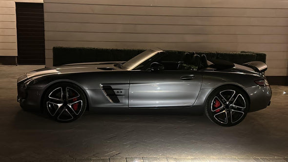 We produced premium quality forged wheels rims for  MERCEDES BENZ SLS AMG ROADSTER  Our wheels sizes:  Front 20 x 9.5 ET 57  Rear 21 x 11 ET 60  Finishing: Black Diamond  Forged wheels can be produced in any wheel specs by your inquiries and we can provide our specs