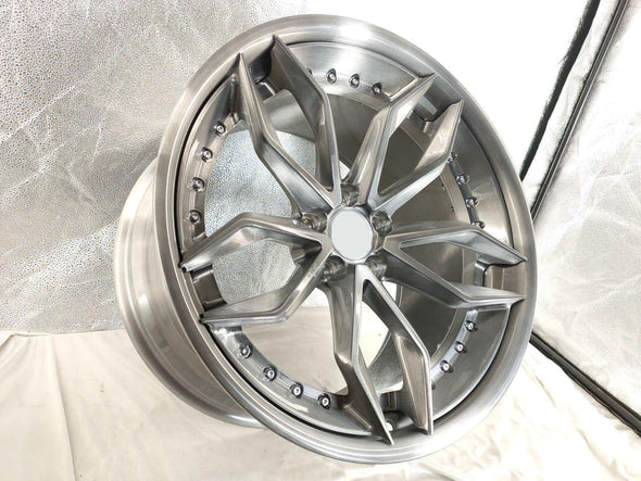 We produced premium quality forged wheels rims for  FERRARI 360 MODENA  Our wheels sizes:   Front 19 x 8.5 ET 28  Rear 19 x 11 ET 34  Finishing: Gunmetal  Forged wheels can be produced in any wheel specs by your inquiries and we can provide our specs