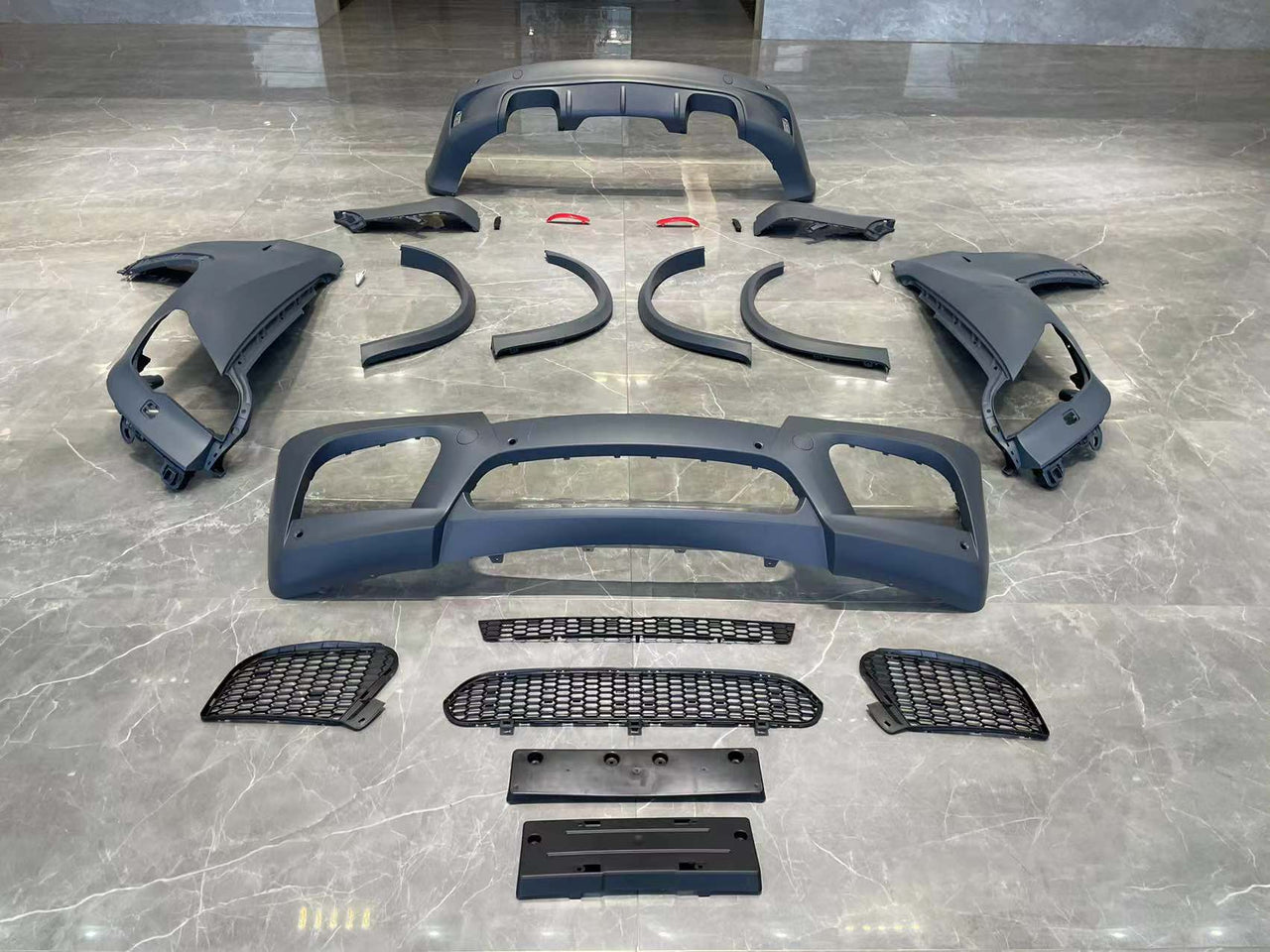 Conversion Body Kit For BMW X5 E70 2006 - 2013 to BMW X5M E70  Set include:   Front Bumper With Grilles Fenders Wheel Liners Rear Bumper Material: Plastic PP  NOTE: Professional installation is required 