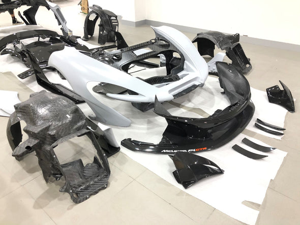 Conversion Dry Carbon Body Kit For McLaren P1 2013-2016 to P1 GTR  Set Include:  Front Lip Front Bumper OEM Part Fron Bumper Air Intake Cover Side Skirts Side Air Intake Cover Rear Diffuser Rear Diffuser Trims Rear Spoiler (2 types) Trunk/Hood Lid Panel Entrance Material: Dry Carbon  CONTACT US FOR PRICING  Note: Professional installation is required. 