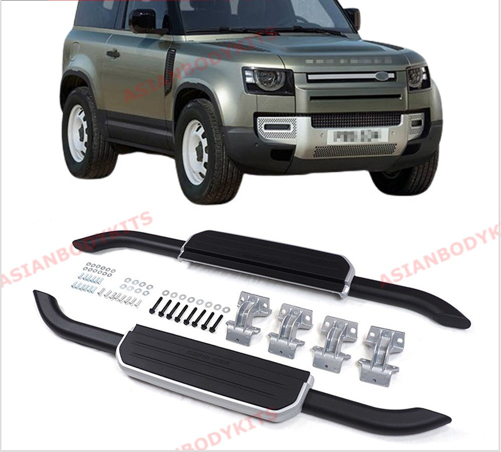 SIDE STEP RUNNING BOARDS for LAND ROVER DEFENDER 90 L663 2020+ (Silver)