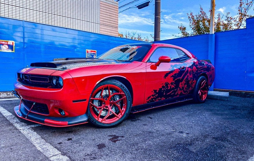 Red Challenger Black Rims