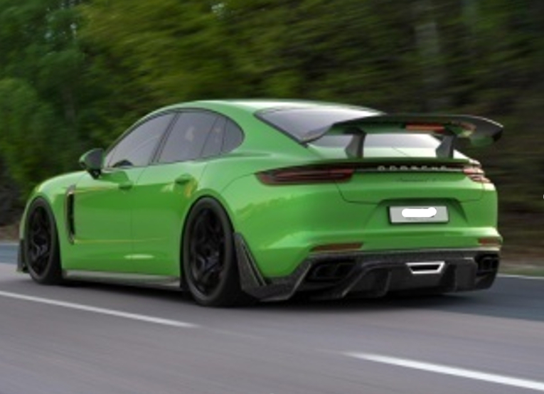 Forza Performace Disign Dry Carbon Body Kit For Porsche Panamera 971 2017+  Set include:  Front Lip Side Skirts  Rear Diffuser  Spoiler Material: Dry Carbon  NOTE: Professional installation is required.