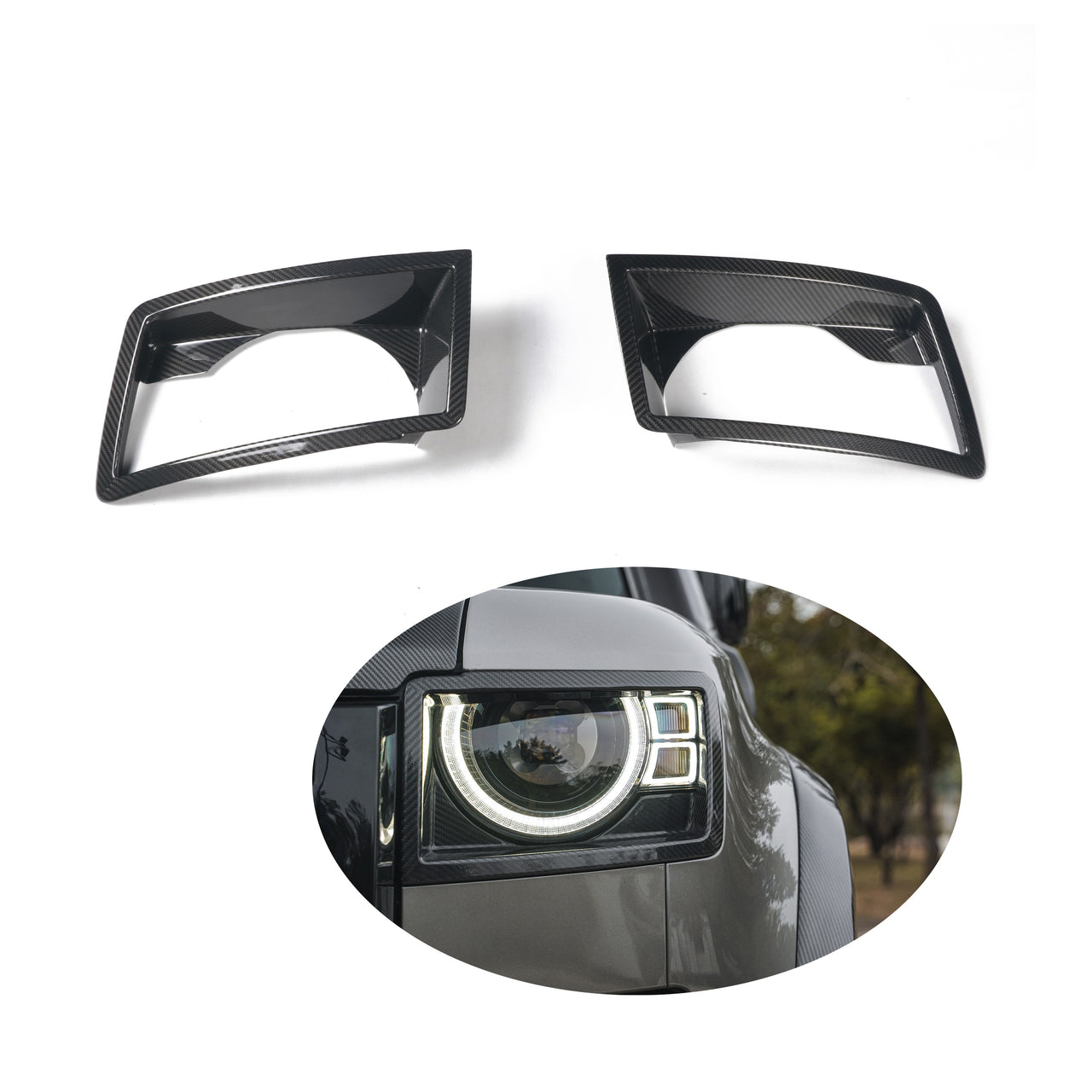 CARBON HEADLIGHT TRIM COVER for LAND ROVER DEFENDER L663 90 / 110 2020+