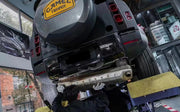  Exhaust System For Land Rover Defender 3.0 L663 110  Valved exhaust, meaning that has remote, controlled valves - allowing a switch between an aggressive loud sports sound and a sound that is closer to the OEM sound  Set include:  Front pipe Mufflers with valve Exhaust tips Factory exhaust tips must be reused  Material: Stainless steel 304 ( for an extra cost we can make titanium )  Optional: We can offer downpipe and catless downpipe 