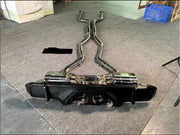 Aggressive sporty sound VALVED EXHAUST CATBACK MUFFLER with exhaust tips for BMW M3 G80 M4 G82 2021+ (Engine:3.0)  Valved exhaust, meaning that has remote, controlled valves - allowing a switch between an aggressive loud sports sound and a sound that is closer to the OEM sound  Set include:   Front pipes Center pipes Mufflers with valves Exhaust tips Material: Stainless steel 304