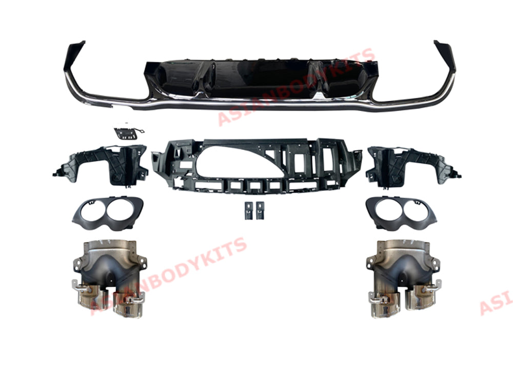 REAR DIFFUSER WITH SILVER EXHAUST TIPS for MERCEDES BENZ E-CLASS W213 E53 2020+