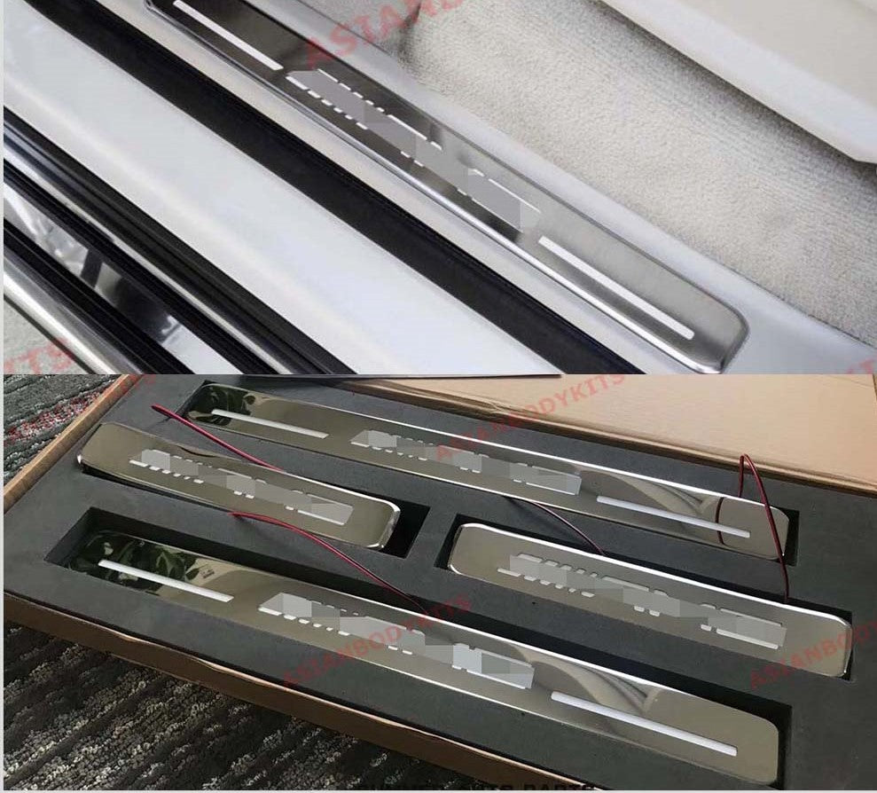 SILVER PAINTED ILLUMINATED DOOR SILL TRIM COVERS for MERCEDES BENZ G CLASS W463A W464 2018 - 2023

Set includes:

2 pcs for Front Doors
2 pcs for Rear Doors

Note: Professional installation is required. Need to remove OEM door sills