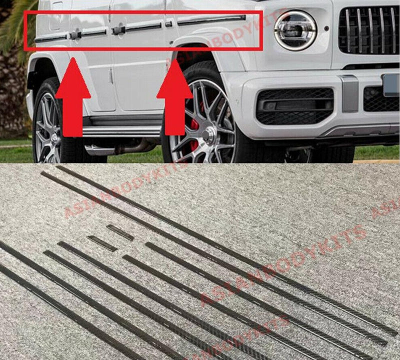 CARBON FIBER SIDE MOLDINGS STICKERS for MERCEDES BENZ G CLASS W463A W464 G350 G550 G63 2018 - 2024