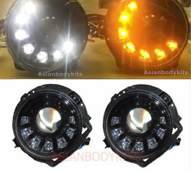 for Mercedes Benz G-class W463 Black LED Headlights with TURN FUNCTION 86 - 06for Mercedes Benz G-class W463 Black LED Headlights with TURN FUNCTION 1986 - 2006