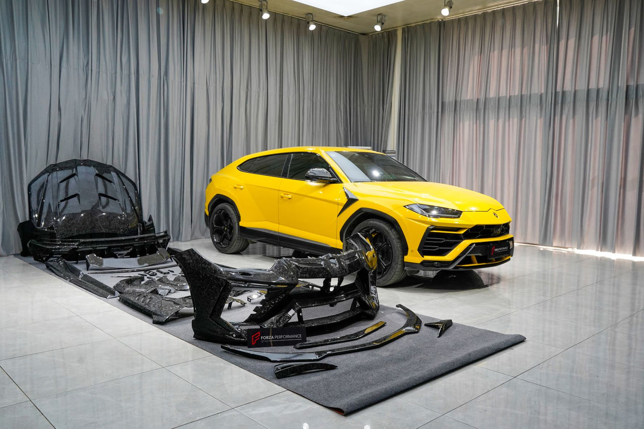 Forged Carbon Wide Body Kit For Lamborghini Urus 2017+
Set includes:
Front Bumper
Front Lip
Front Bumper Air Intakes
Front Bumper Air Intakes Lamels
Rear Bumper With Middle Exhaust
Rear Diffuser
Rear Bumper Air Outtake
Exhaust Tips
Hood/Bonnet
Air Outtake For Engine Hood/Bonnet
Front Fenders
Air Vent Tail Light
Mirror Covers
Race Flaps
Roof Spoiler
Trunk Spoiler
Rear Spoiler
Rear Decklid Spoiler
Engine Cover
Material: FULL FORGED CARBON
Note: Professional installation is required
CONTACT US FOR PRICING