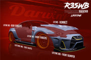 Darwinpro 2008-2020 Nissan GTR R35 CBA/DBA/EBA BKSSII Style Partial Carbon Fiber Full Wide Body Kit
