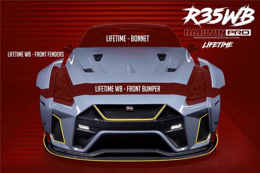 Darwinpro 2008-2020 Nissan GTR R35 CBA/DBA/EBA BKSSII Style Partial Carbon Fiber Full Wide Body Kit