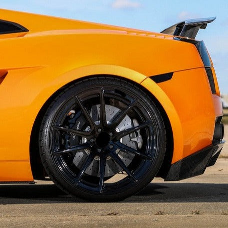 We manufacture premium quality forged wheels rims for  Lamborghini Gallardo 570-4 ( Gallardo 560-4 Spyder, Gallardo LP570-4 Super Trofeo ) in any design, size, color.  Factory wheels size:  Front Wheels: 19 x 8.5 ET 42 Rear Wheels: 19 x 11  ET 55 Or can be produced in aggressive wheel fitments.  Recommend use factory tire size 235/35ZR19 front tires and 295/30ZR19 rear tires. LIBERTY WALK LB MANSORY TOP WORK ANKRY