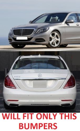 LED DAYTIME RUNNIG LIGHTS and BUMPER TRIMS for MERCEDES BENZ S CLASS W222 2013 - 2017

Set includes:

Сentral Trim Insert for the Front Bumper
Side Meshes with LED DRL for the Front Bumper. (LED DRL have sequential turning function)
Chrome Trim Lip for the Rear Bumper

FITMENT: Will not fit AMG PACKAGE Bumpers, Only fits stock bumpers

COLOR: Chrome with Black Insert
