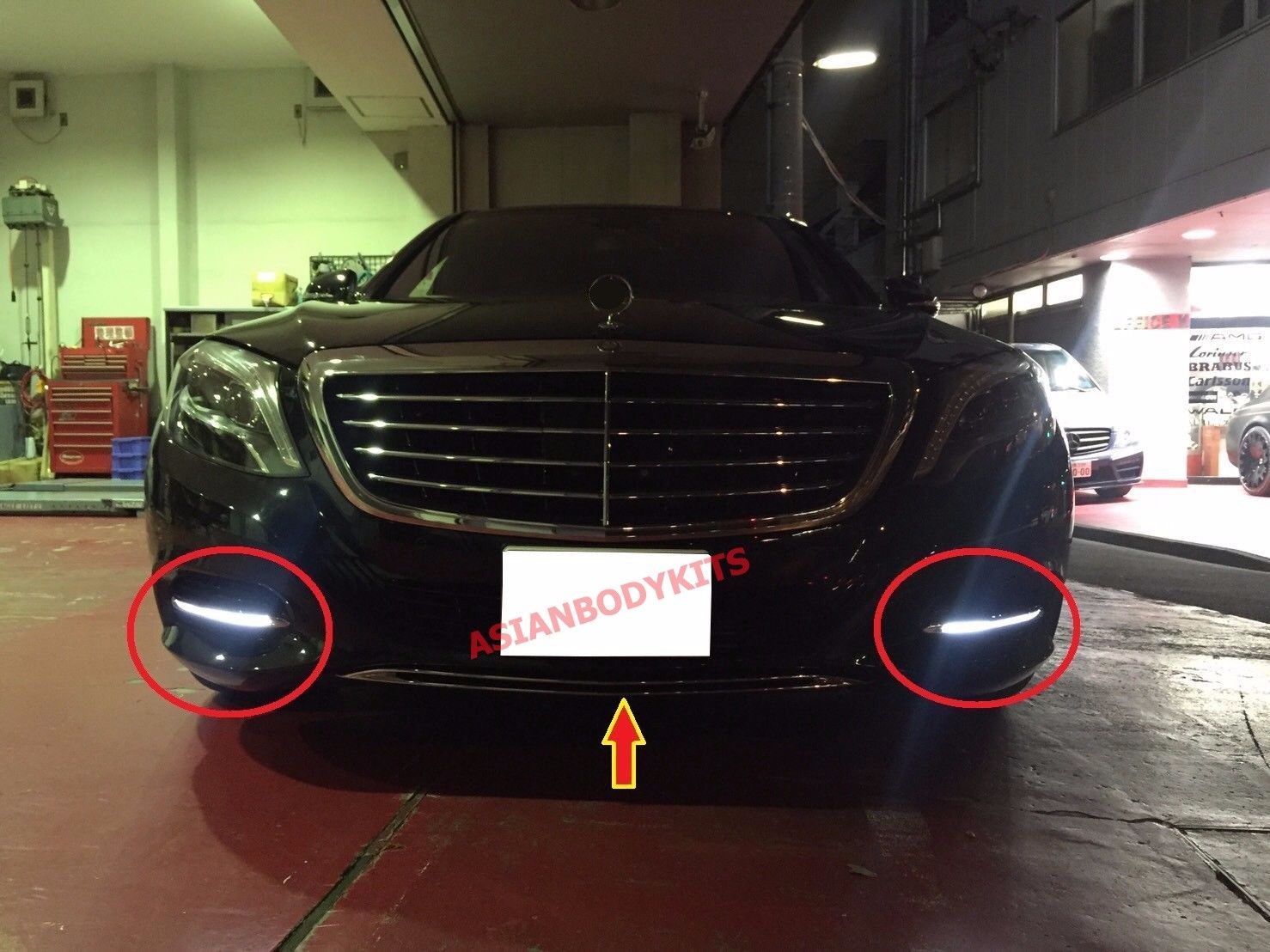 LED DAYTIME RUNNIG LIGHTS and BUMPER TRIMS for MERCEDES BENZ S CLASS W222 2013 - 2017

Set includes:

Сentral Trim Insert for the Front Bumper
Side Meshes with LED DRL for the Front Bumper. (LED DRL have sequential turning function)
Chrome Trim Lip for the Rear Bumper

FITMENT: Will not fit AMG PACKAGE Bumpers, Only fits stock bumpers

COLOR: Chrome with Black Insert
