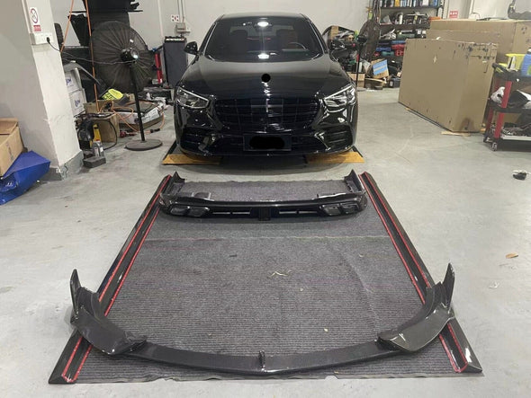 Mansory Carbon Body Kit For Mercedes Benz S Class AMG W223 2020+  Set include:  Front Lip Side Skirts Rear Diffuser with LED Light Material: Carbon  Note: Professional installation is required