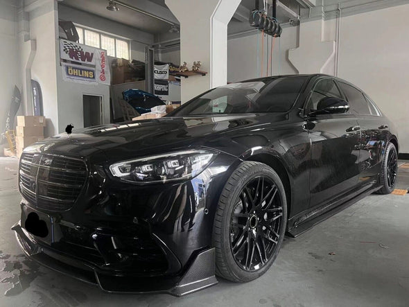 Mansory Carbon Body Kit For Mercedes Benz S Class AMG W223 2020+  Set include:  Front Lip Side Skirts Rear Diffuser with LED Light Material: Carbon  Note: Professional installation is required