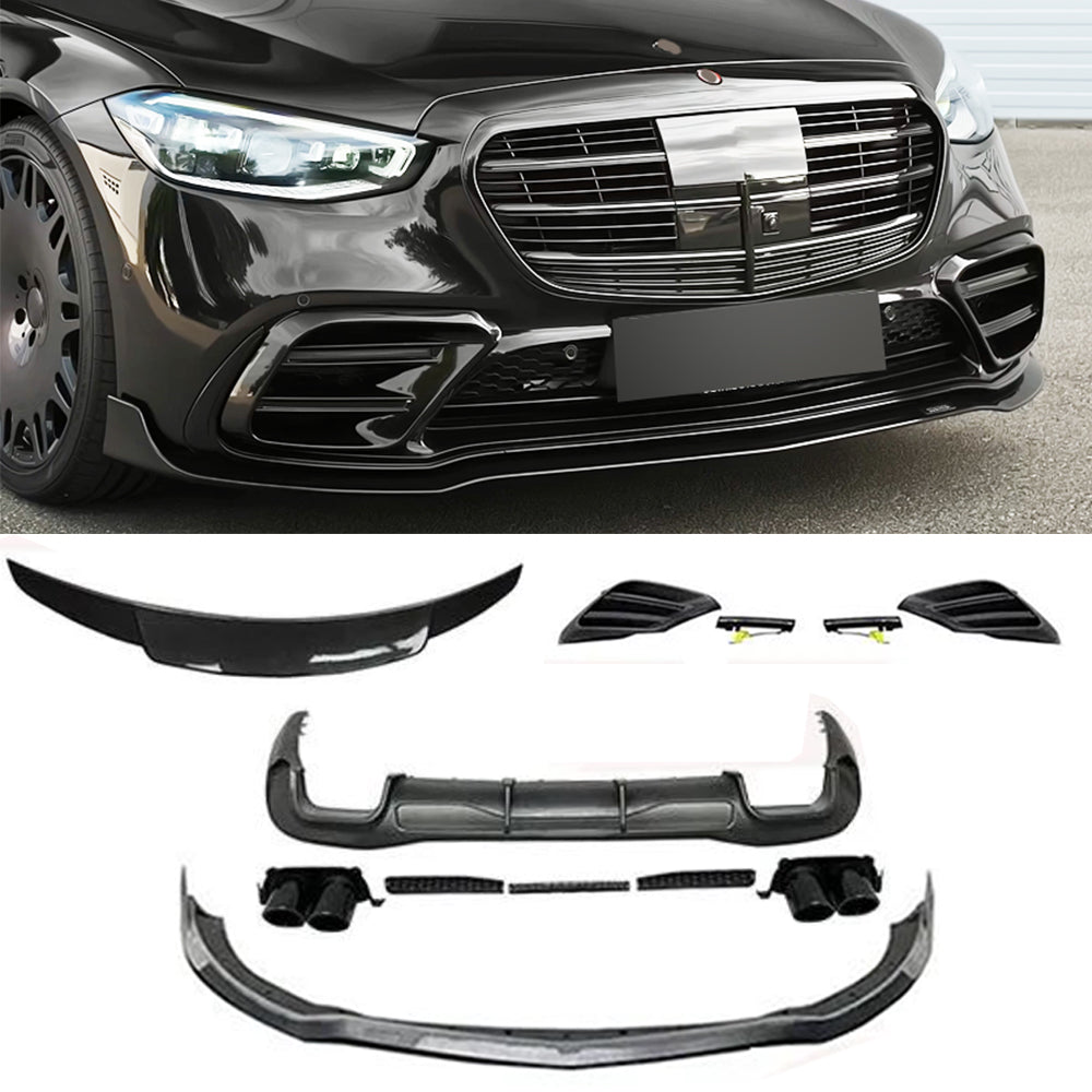 BODY KIT for MERCEDES BENZ S-Class W223 2021+ FRONT LIP SPOILER REAR DIFFUSER EXHASUT TIPS