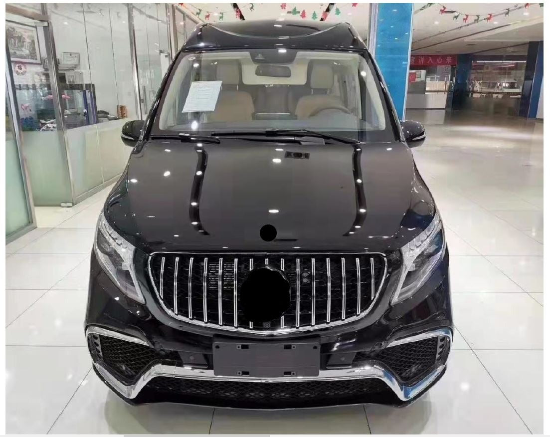 Aftermarket body kit AMG for Mercedes Benz V-class Vito Metris  Set include:  Front bumper Front grille Rear bumper Exhaust tips Material: Plastic  Note: Professional installation is required  Contact us for pricing