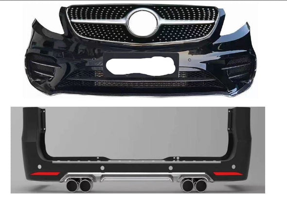 Aftermarket body kit for Mercedes Benz V-class Vito Metris  Set include:  Front bumper Front grille Rear bumper Exhaust tips Material: Plastic