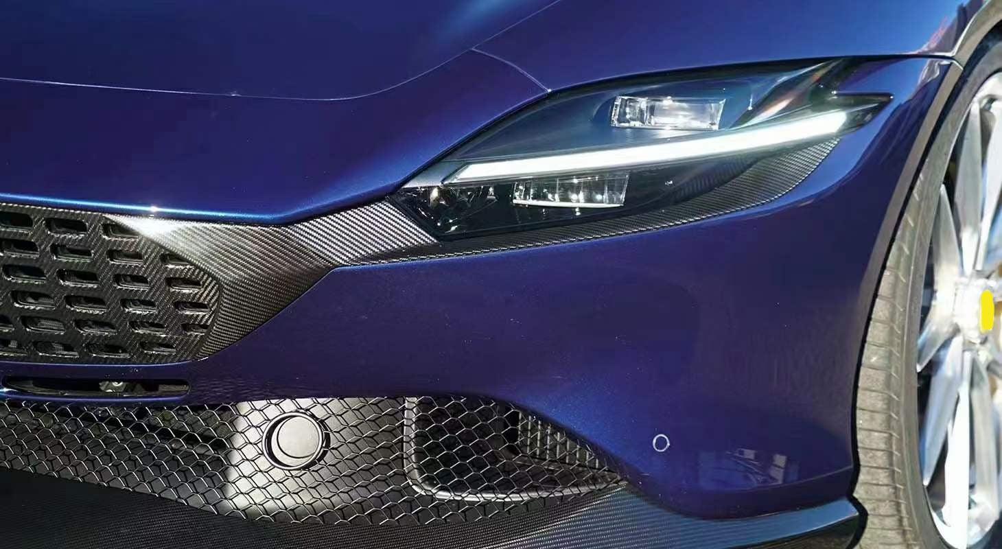 NOVITEC Dry Carbon Body Kit For Ferrari Roma  Set include:   Front Lip Mirror Covers Grille Front Inlet Side Skirts Rear Diffuser Rear Spoiler TailLights Covers Rear Wing Cover Material: Dry Carbon