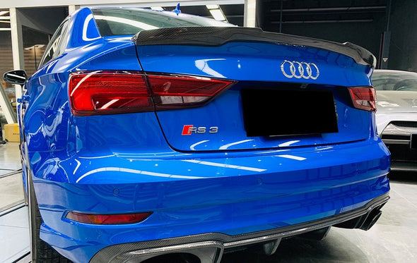 Carbon Fiber Rear Spoiler For Audi A3/S3/RS3 Sedan 8V 2013-2020  Set include:   Rear Spoiler Material: Carbon Fiber / Forged Carbon  NOTE: Professional installation is required 
