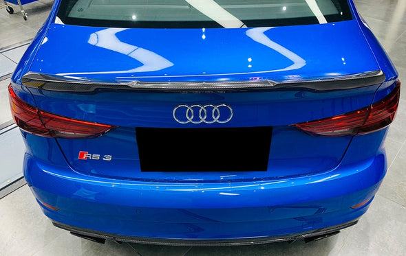Carbon Fiber Rear Spoiler For Audi A3/S3/RS3 Sedan 8V 2013-2020  Set include:   Rear Spoiler Material: Carbon Fiber / Forged Carbon  NOTE: Professional installation is required 
