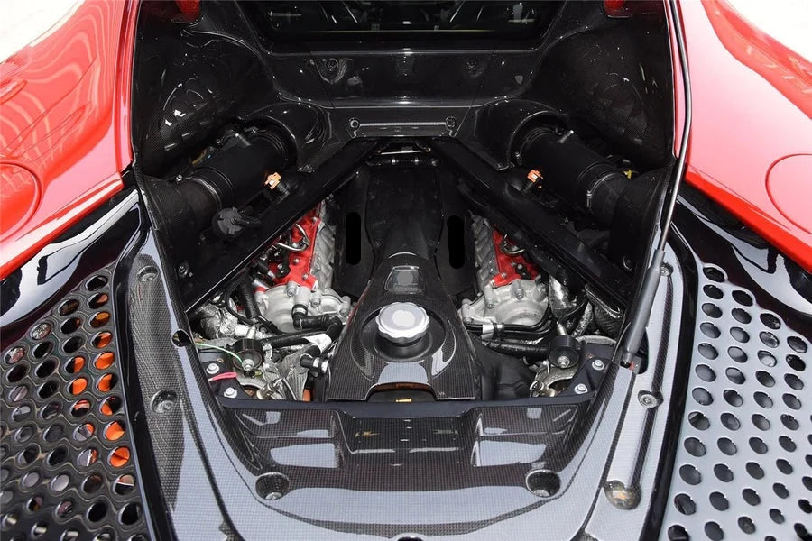 OEM Style Dry Carbon Autoclave Engine Interior For Ferrari SF90 Stradale  Set include:   Engine Interiors Material: Dry Carbon