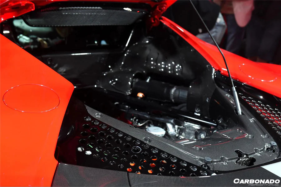 OEM Style Dry Carbon Autoclave Engine Interior For Ferrari SF90 Stradale  Set include:   Engine Interiors Material: Dry Carbon