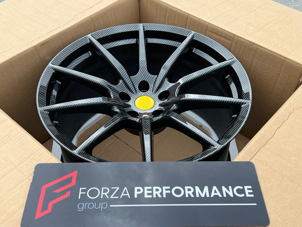 OEM We manufacture premium quality forged wheels rims for  FERARRI 488 PISTA in any design, size, color.  Wheels size:  Front 20 x 9 ET 44  Rear 20 x 11 ET 38  PCD: 5 X 114.3  CB: 67.1  CARBON PRINT  Forged wheels can be produced in any wheel specs by your inquiries and we can provide our specs