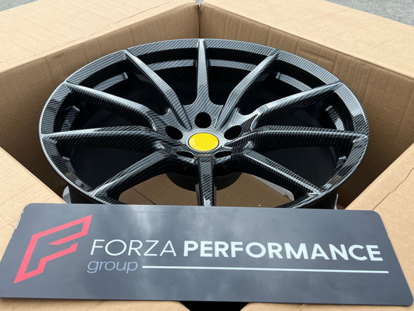 OEM We manufacture premium quality forged wheels rims for  FERARRI 488 PISTA in any design, size, color.  Wheels size:  Front 20 x 9 ET 44  Rear 20 x 11 ET 38  PCD: 5 X 114.3  CB: 67.1  CARBON PRINT  Forged wheels can be produced in any wheel specs by your inquiries and we can provide our specs