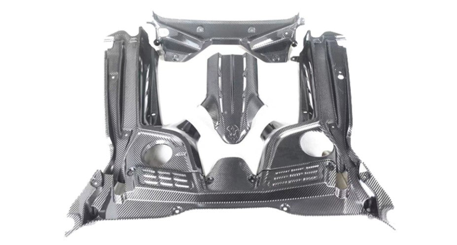 OEM STYLE CARBON FIBER ENGINE COVER and BAY PANEL KIT for MASERATI MC20 2020 - 2023