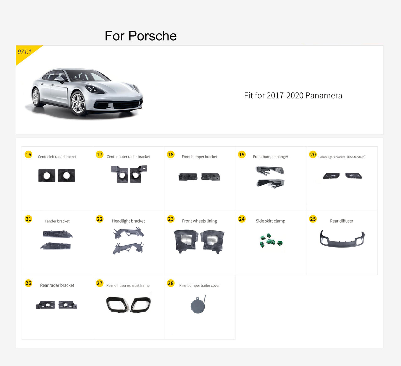Porsche Panamera 2017-2020 Auto Parts