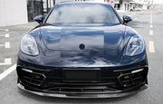DRY CARBON BODY KIT for PORSCHE PANAMERA 971 2017 - 2023  Set includes:  Front Lip Front Bumper Trims Front Bumper Air Vent Covers Side Air Vent Covers Side Mirror Covers Side Skirts Rear Diffuser Rear Spoiler