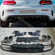 REAR DIFFUSER with EXHAUST TIPS for MERCEDES BENZ C CLASS AMG C205 COUPE C63 2019 - 2023


Set includes:
Rear Diffuser with Holes for PDC and brackets
Silver Muffler Tips with Logo

Fitment: Fits only AMG PACKAGE / Sport Rear Bumper, will not fit Exclusive Rear Bumper.

Material: Plastic PP and Stainless Steel


NOTE: Professional installation is required. WILL NOT WORK WITH Hands-Free Trunk Access. PDC sensors must be reused