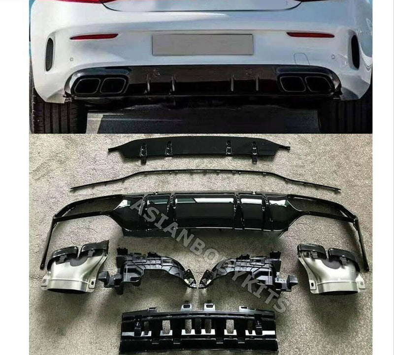 CONVERSION MERCEDES BENZ C63S AMG REAR DIFFUSER WITH EXHAUST TIPS for MERCEDES BENZ C CLASS C205 COUPE 2015 - 2022