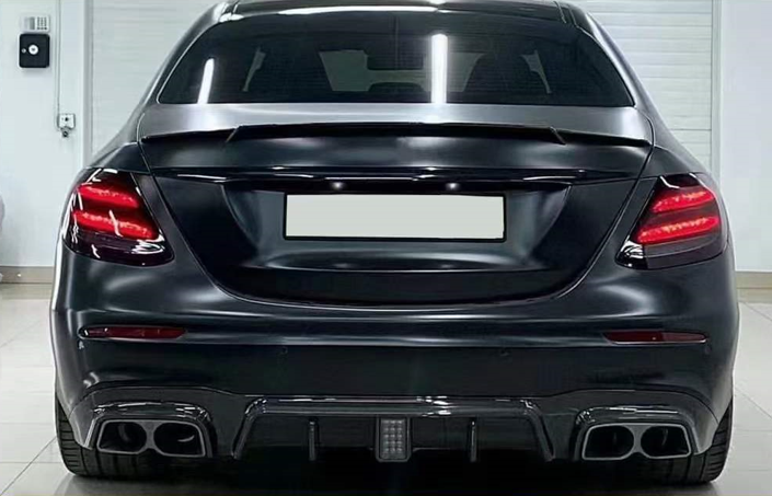 ROCKET 900 Carbon Body Kit For Mercedes Benz E Class E63 AMG W213 2017-2020  Set include:   Front Lip Front Bumper Air Vents Mirror Covers Engine Cover Exhasut Tips Rear Diffuser With LED Light Rear Spoiler/Wing Material: Carbon  NOTE: Professional installation is required