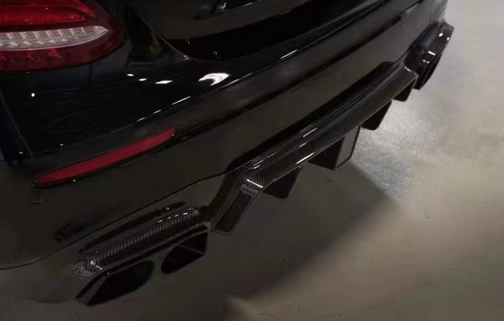 ROCKET 900 Carbon Body Kit For Mercedes Benz E Class E63 AMG W213 2017-2020  Set include:   Front Lip Front Bumper Air Vents Mirror Covers Engine Cover Exhasut Tips Rear Diffuser With LED Light Rear Spoiler/Wing Material: Carbon  NOTE: Professional installation is required