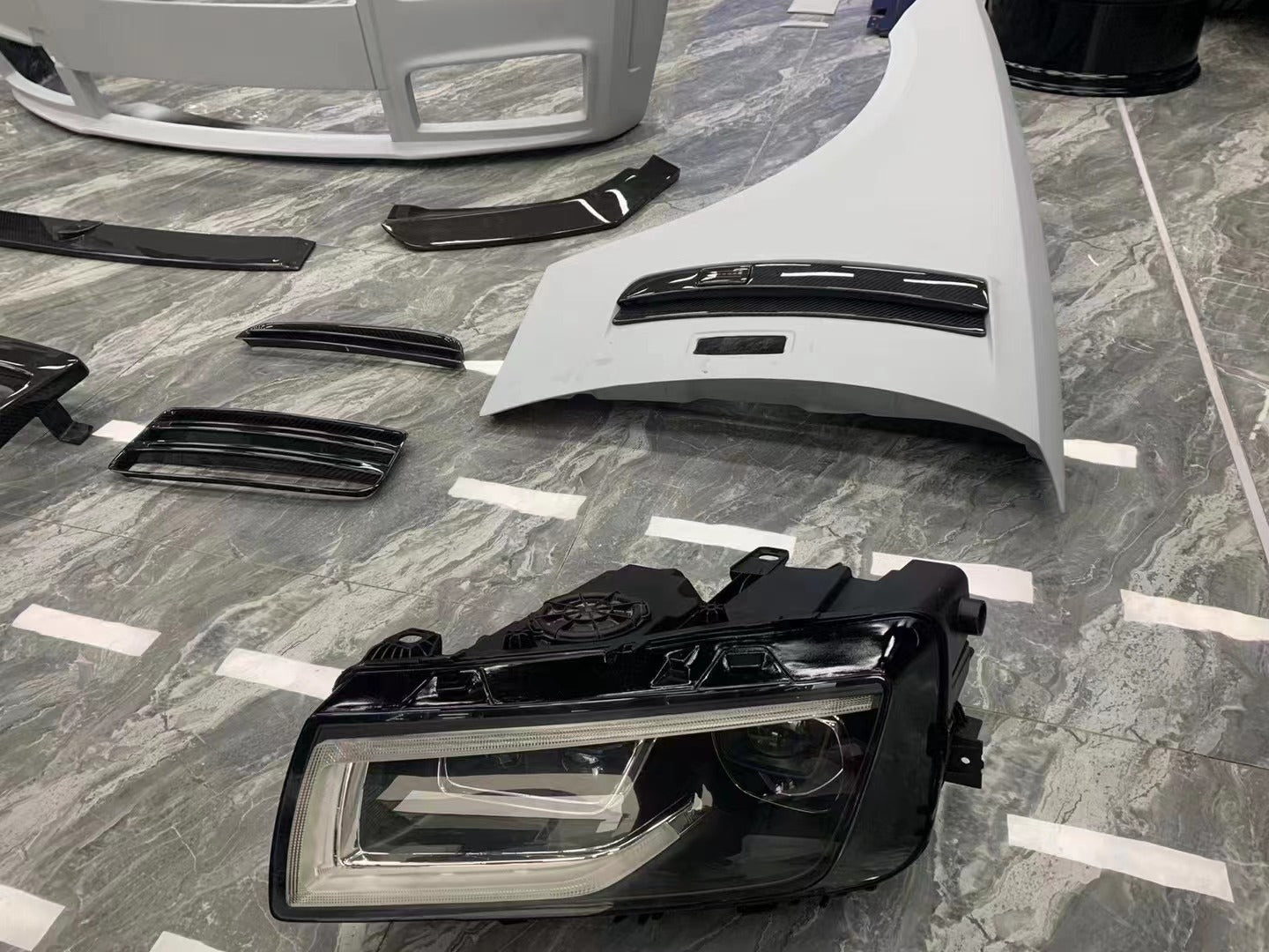 WIDE BODY KIT for ROLLS ROYCE GHOST 2009 - 2020 and 2021+  Set includes:  Front Bumper Side Skirts Rear Bumper Rear Lights Front Lights Trunk With Spoiler Wings Hood Exhaust Tips