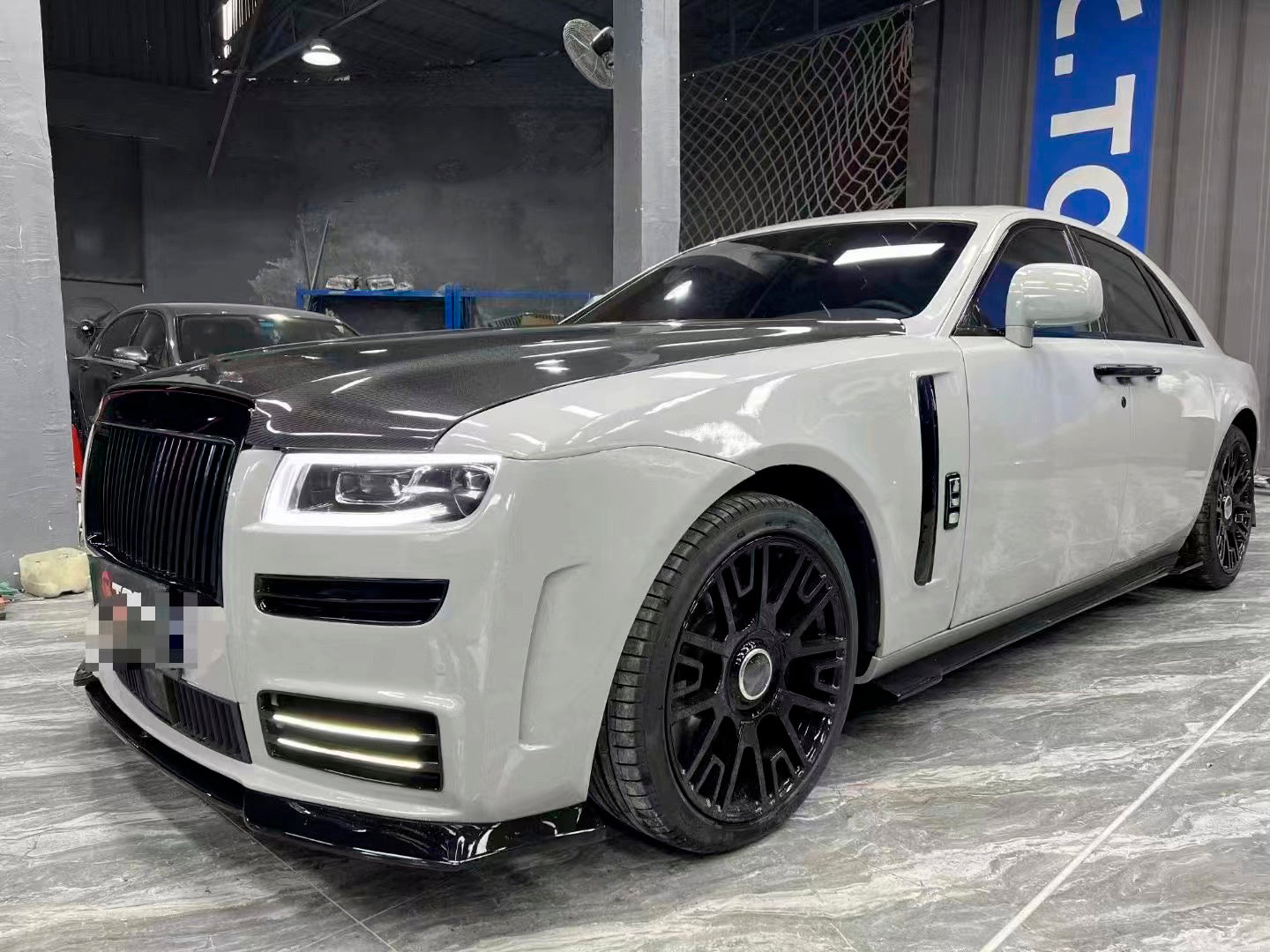 WIDE BODY KIT for ROLLS ROYCE GHOST 2009 - 2020 and 2021+  Set includes:  Front Bumper Side Skirts Rear Bumper Rear Lights Front Lights Trunk With Spoiler Wings Hood Exhaust Tips