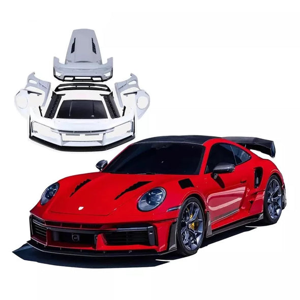 SCL PERFORMANCE CARBON BODY KIT VENOM 2 CARBON BODY KIT FOR PORSCHE 911 992 TURBO TURBO S 2018+  Set include:   Front Bumper Air Intake For Front Bumper Front Lip Aerodynamic Splitter Elements Side Bumper Inserts Rear Bumper Rear Diffuser Rear Brake Lights Hood Front Fenders